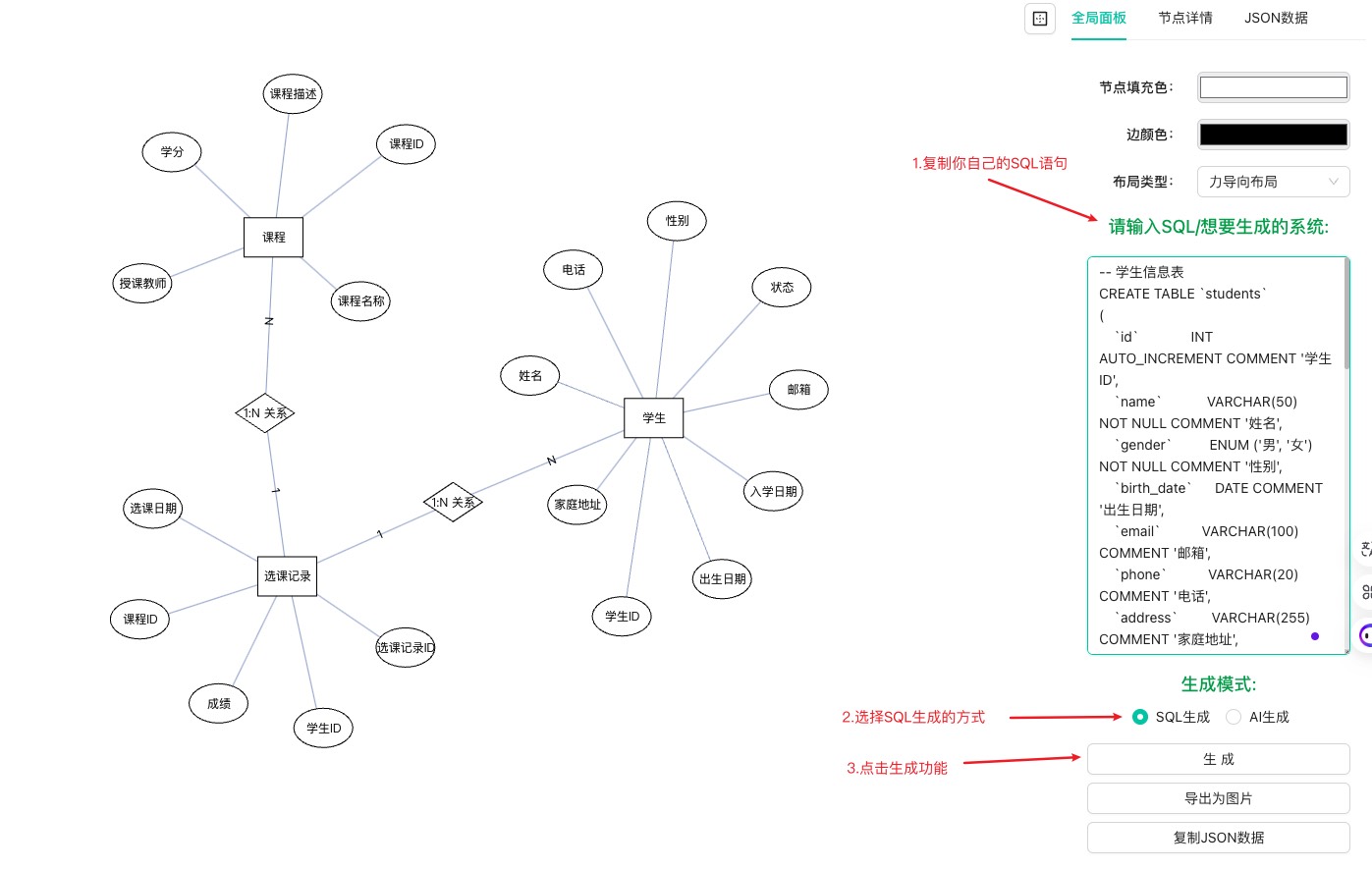 SQL转ER图生成